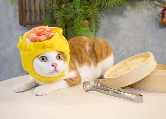 Siew Mai pet hat (Includes shrimp＋crab roe) - CatBox 毛貓盒玩